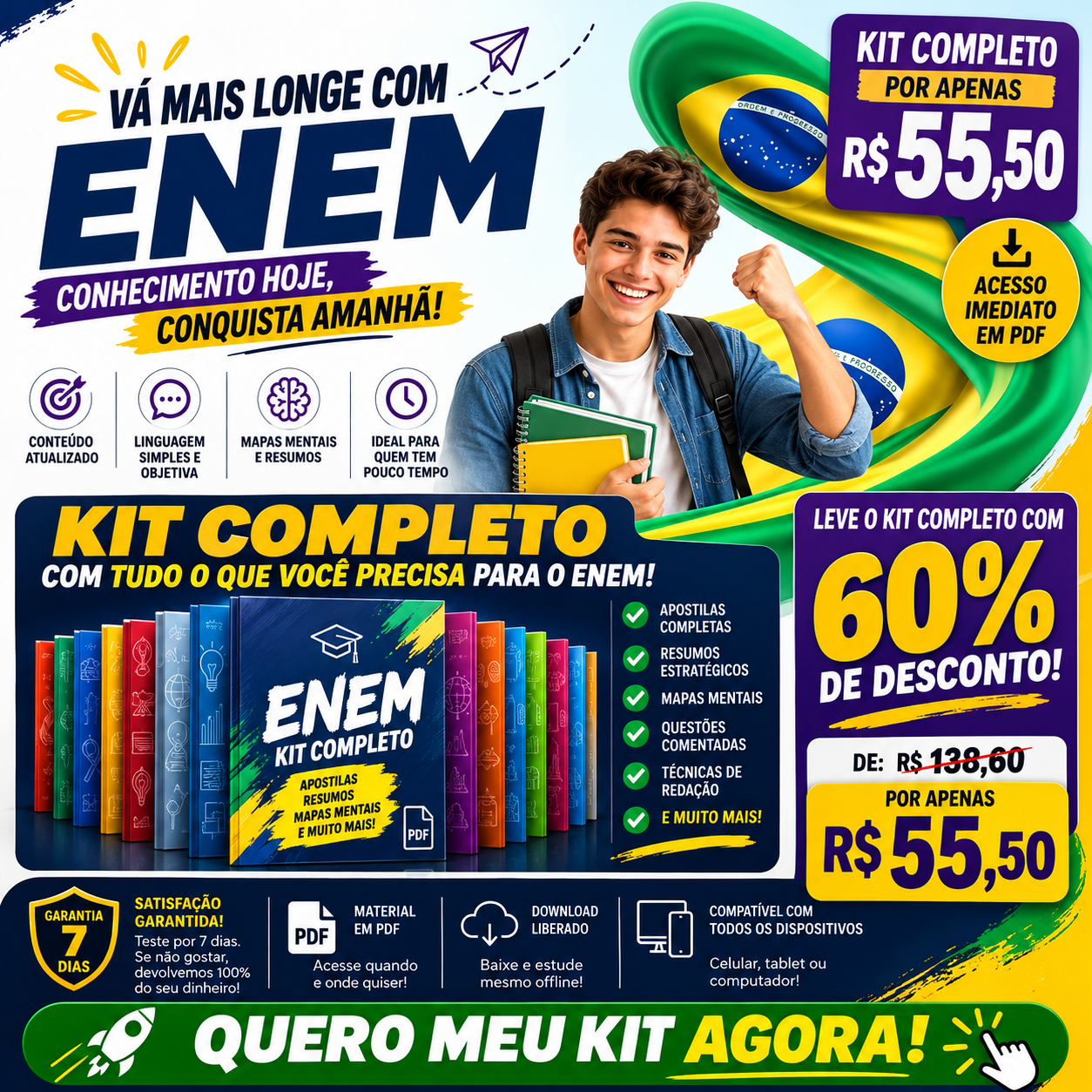 Arte do Super Kit ENEM: kit completo com apostilas, resumos, mapas mentais e muito mais em PDF